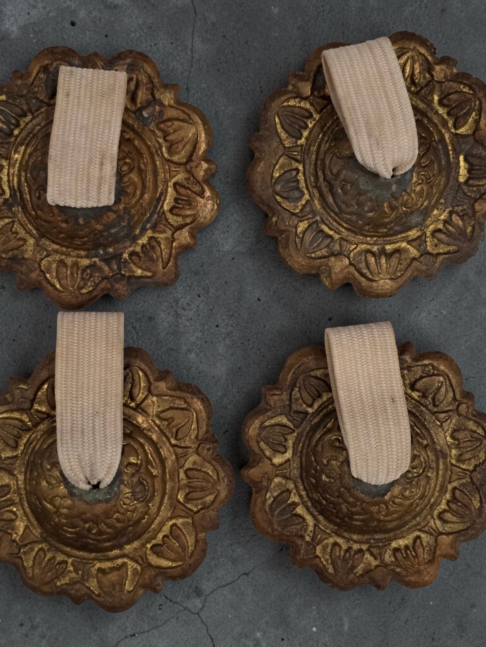Vintage Set of 4 Brass Finger Cymbals